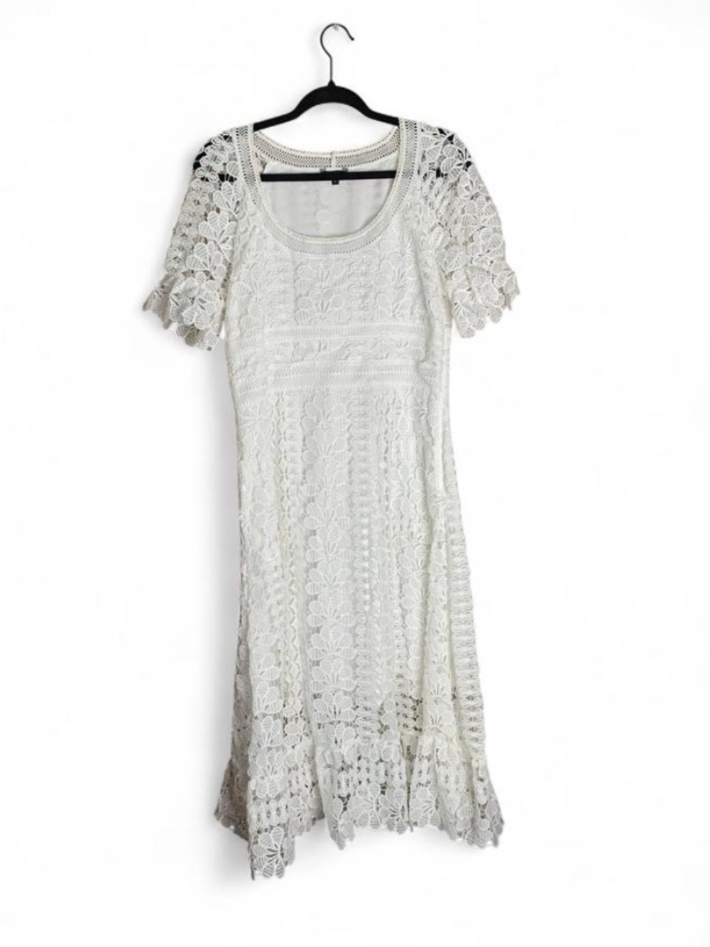 Floryday White Lace Midi Dress - Size Large NWOT - Bridal / Summer Event